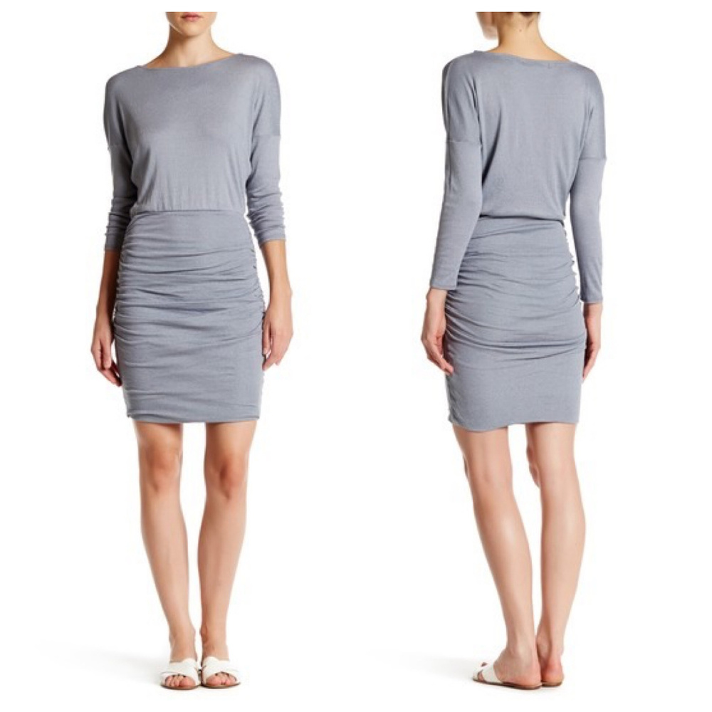 Michael Stars Shirred Ballet Neck Dress